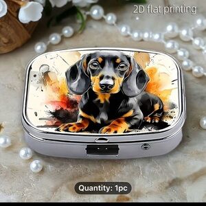 Dachshund Art Metal Pill Box – Black & Tan